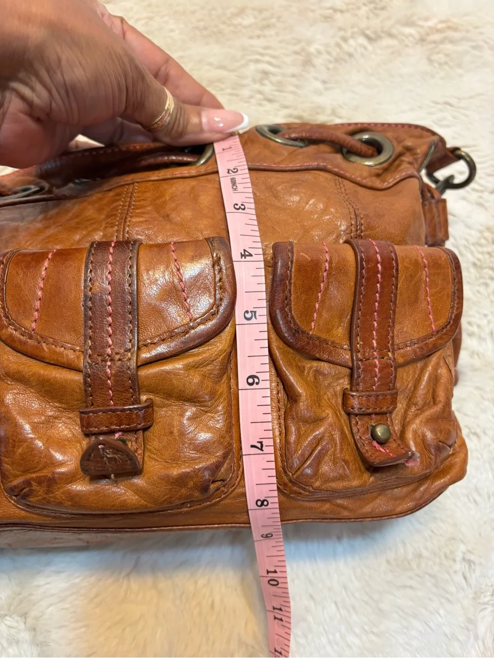 Plenty by Tracy Reese Brown Leather Hobo Bag Boho Y2K Cargo Multi Pocket